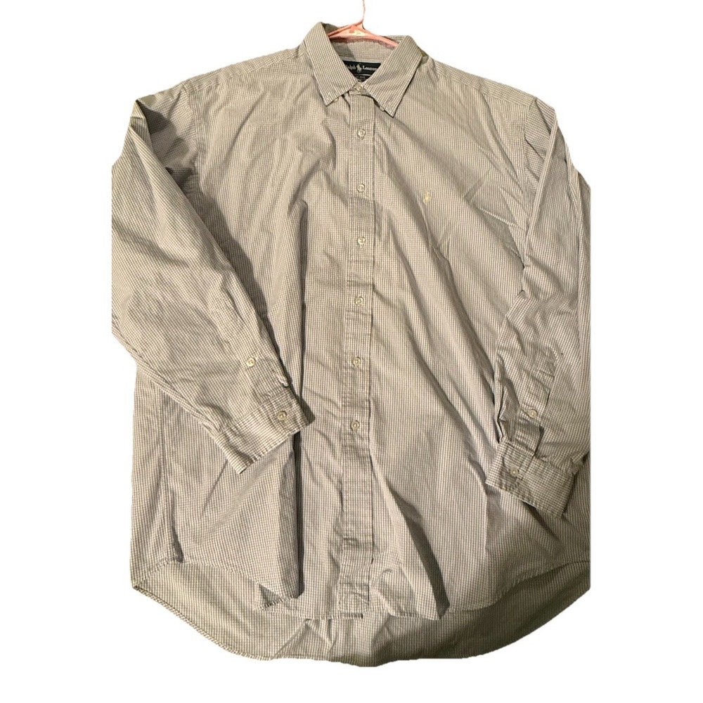 Mens Ralph Lauren grey checkered Blake Button down size XL